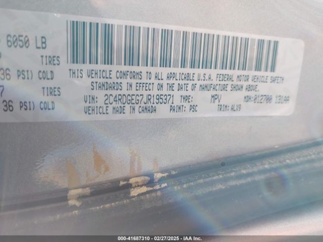 2C4RDGEG7JR195371 Dodge Grand Caravan Gt