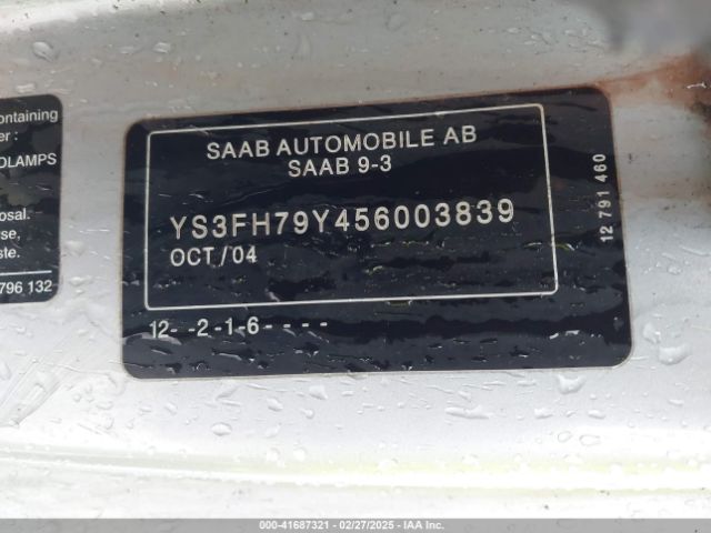 2005 SAAB 9-3 YS3FH79Y456003839 Photo 8
