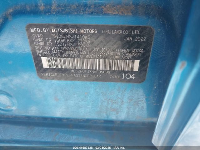 2022 MITSUBISHI MIRAGE G4 ML32FUFJXNHF05699 Photo 8