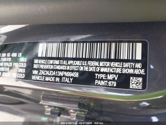 ZACNJDA13NPN99458 Jeep Renegade Sport 4x4
