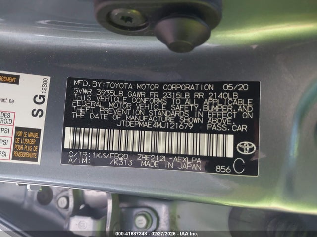 Toyota COROLLA LE 2021 JTDEPMAE4MJ121679 Image 9