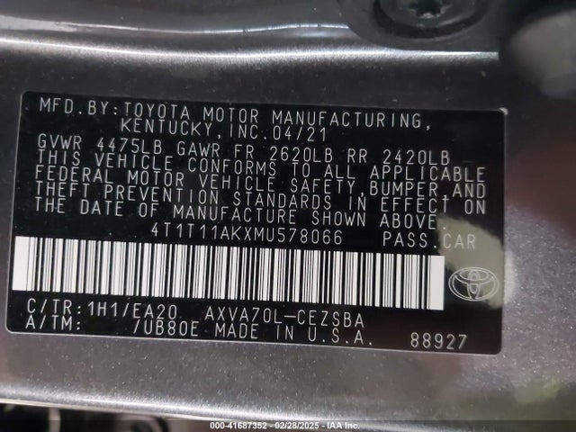 4T1T11AKXMU578066 Toyota CAMRY SE