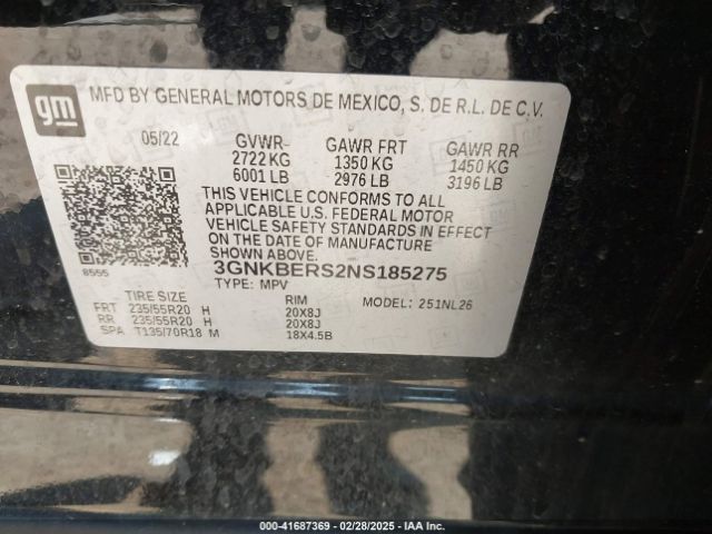 3GNKBERS2NS185275 Chevrolet Blazer Fwd Rs
