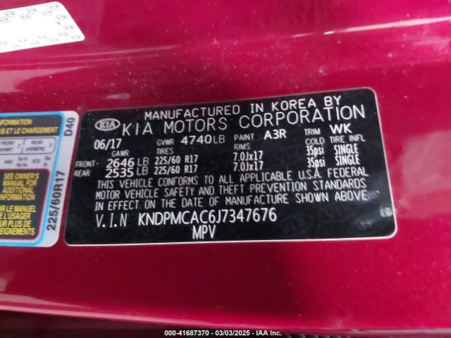 KNDPMCAC6J7347676 KIA Sportage Lx