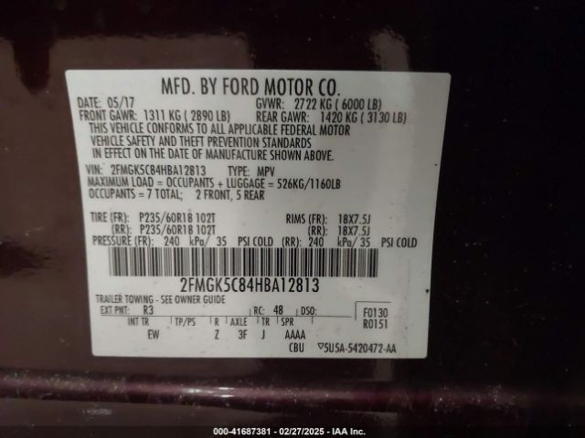 2FMGK5C84HBA12813 Ford FLEX SEL