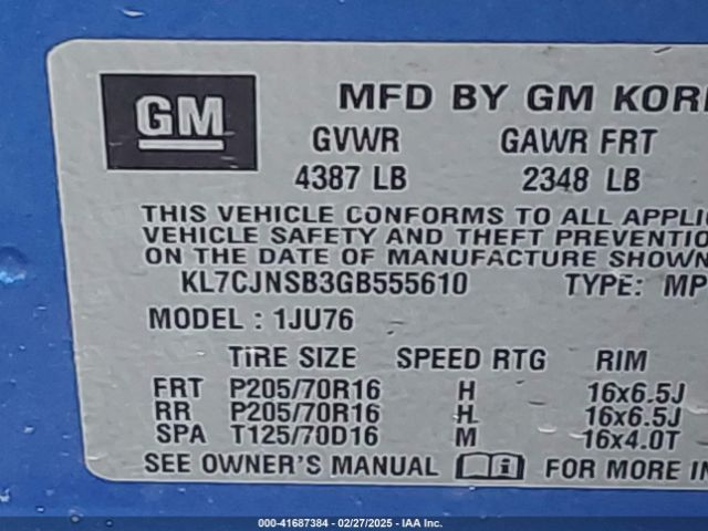 KL7CJNSB3GB555610 Chevrolet Trax 1ls