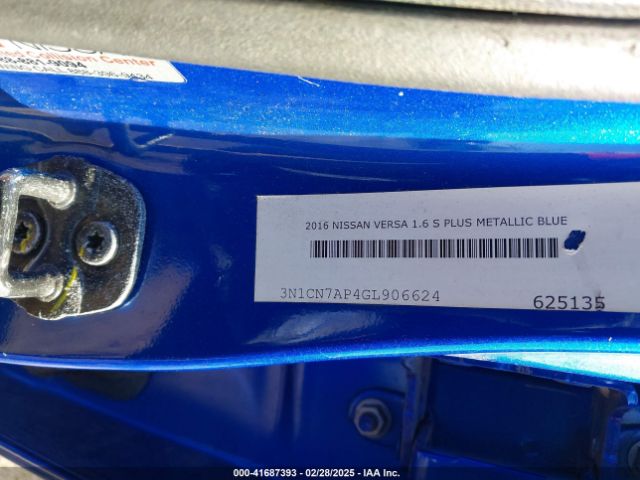 3N1CN7AP4GL906624 Nissan Versa 1.6 S+