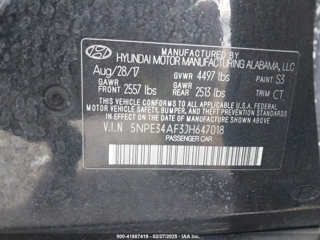 5NPE34AF3JH647018 Hyundai Sonata Sport
