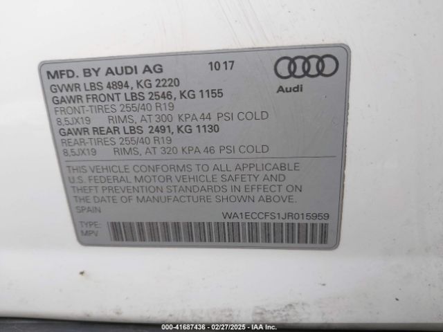 WA1ECCFS1JR015959 Audi Q3 2.0t Premium/2.0t Sport Premium
