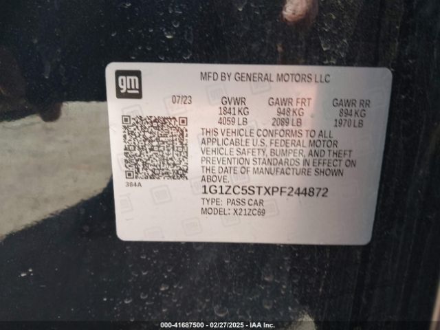 1G1ZC5STXPF244872 Chevrolet Malibu Fwd 1fl