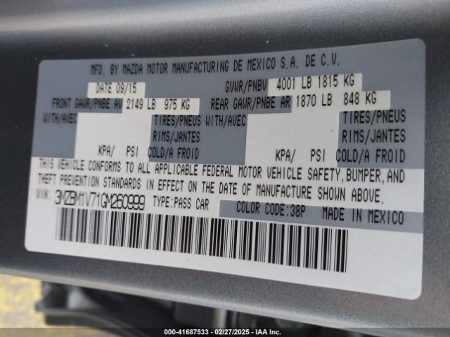 3MZBM1V71GM260999 Mazda Mazda3 I Touring
