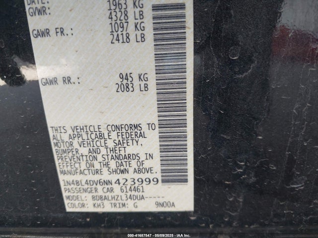 1N4BL4DV6NN423999 Nissan 2022