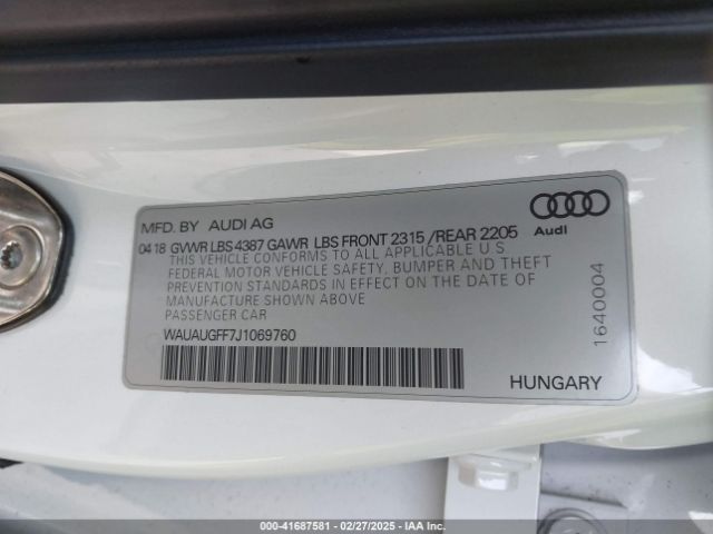 WAUAUGFF7J1069760 Audi A3 2.0t Premium/2.0t Tech Premium