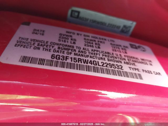6G3F15RW4GL229532 Chevrolet SS