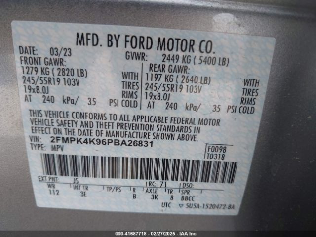 2FMPK4K96PBA26831 Ford Edge Titanium