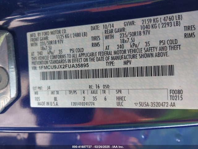 1FMCU9JX2FUA35895 Ford Escape Titanium