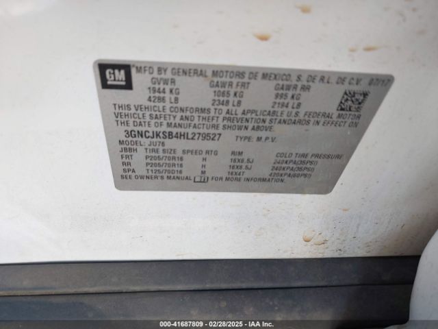 3GNCJKSB4HL279527 Chevrolet TRAX LS