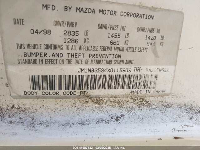 Продажа на аукционе авто 1999 Mazda Mx-5 Miata Leather Pkg/popular Equipment Pkg/sports Pkg/touring Pkg, vin: JM1NB3534X0115909, номер лота: 41687832