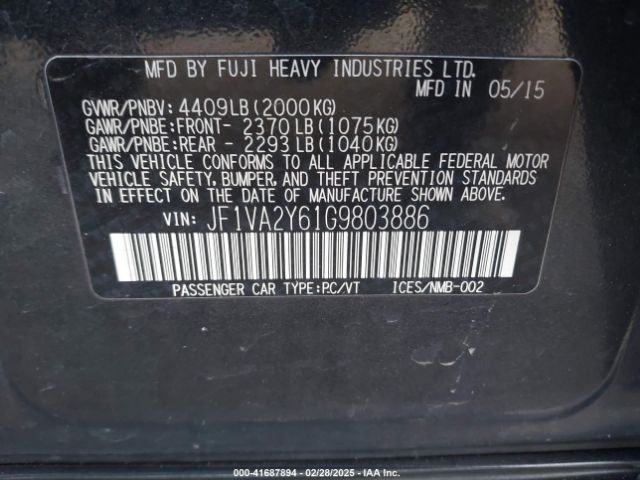 JF1VA2Y61G9803886 Subaru Wrx Sti Limited