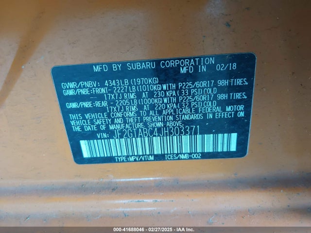 Subaru Crosstrek 2.0i Premium 2018 JF2GTABC4JH303371 Image 9