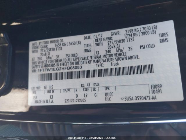 1FTFW1EG2HFB08083 Ford F-150 King Ranch