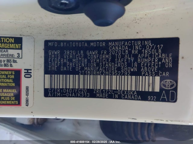 Toyota COROLLA SE 2017 2T1BURHE2HC952792 Image 9