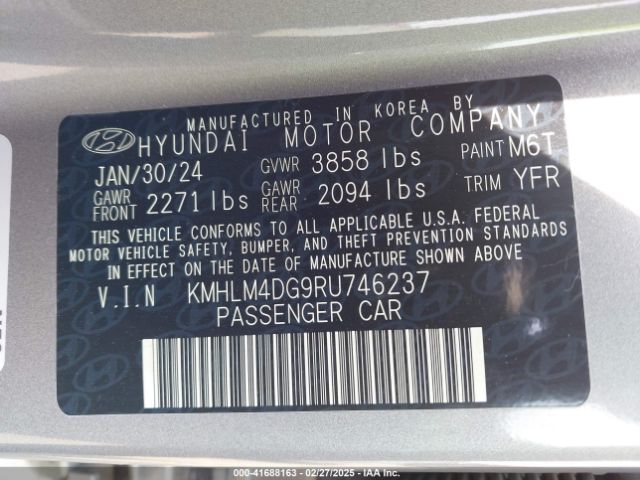 KMHLM4DG9RU746237 Hyundai ELANTRA SEL