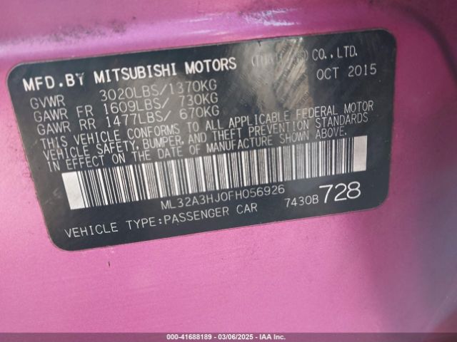 ML32A3HJ0FH056926 Mitsubishi Mirage De/rf