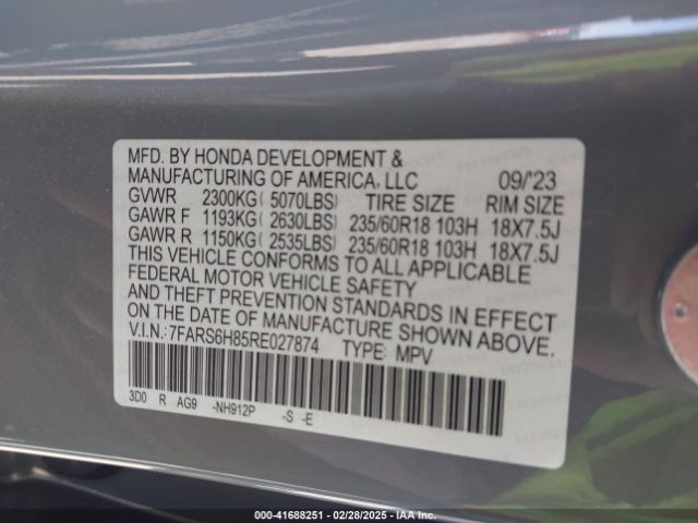 7FARS6H85RE027874 Honda Cr-v Hybrid Sport-l
