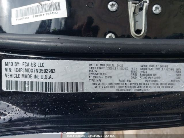 1C4PJMDX7ND502983 Jeep Cherokee Limited 4x4