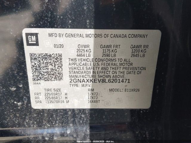 2GNAXKEV8L6201471 Chevrolet Equinox Fwd Lt 1.5l Turbo