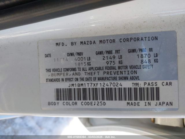 JM1BM1T7XF1247024 Mazda Mazda3 I Sv