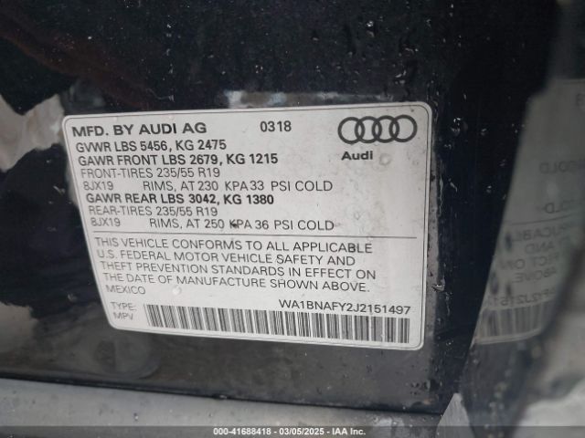 2018 AUDI Q5 WA1BNAFY2J2151497 Photo 8
