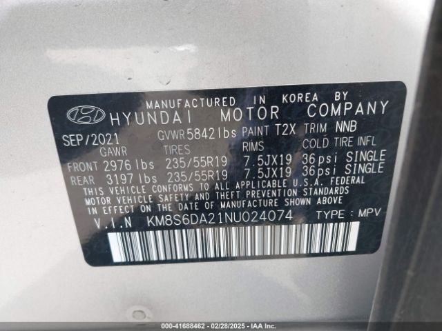 KM8S6DA21NU024074 Hyundai Santa Fe Plug-in Hybrid Sel Convenience