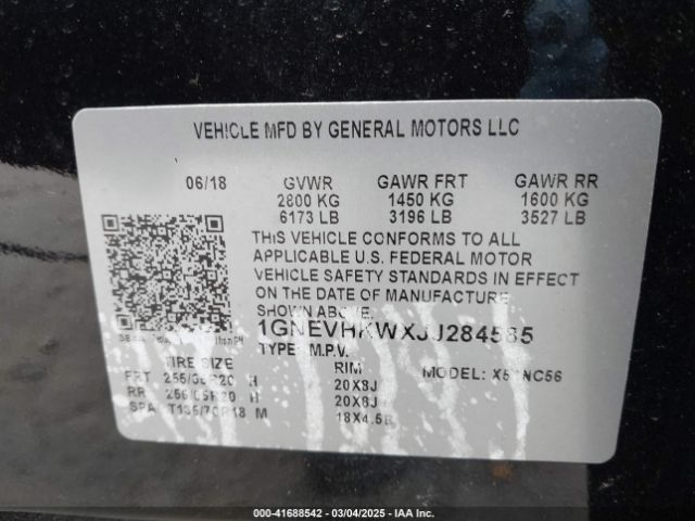 1GNEVHKWXJJ284585 Chevrolet Traverse 3lt