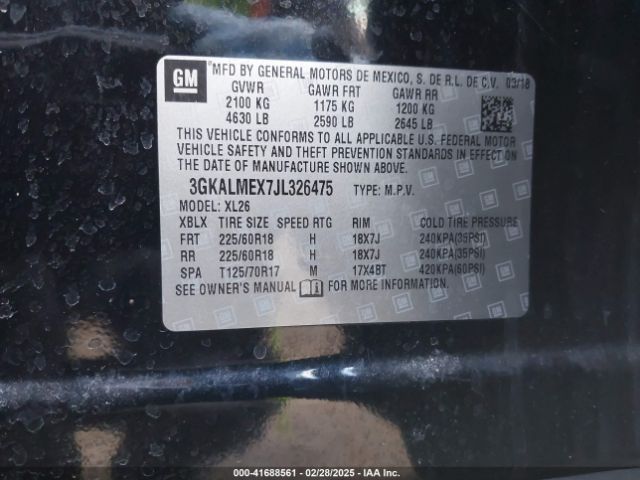 3GKALMEX7JL326475 GMC Terrain Sle