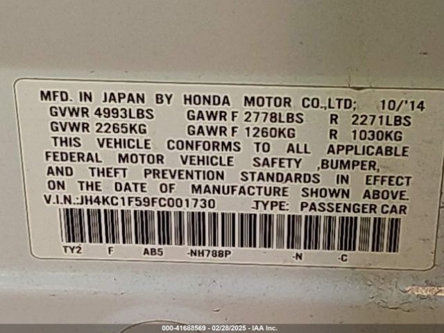 JH4KC1F59FC001730 Acura RLX