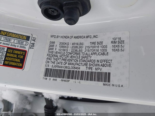 Honda CR-V LX 2016 5J6RM4H38GL008464 Image 9