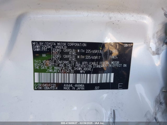 JTMRJREV3JD154130 Toyota Rav4 Hybrid Xle