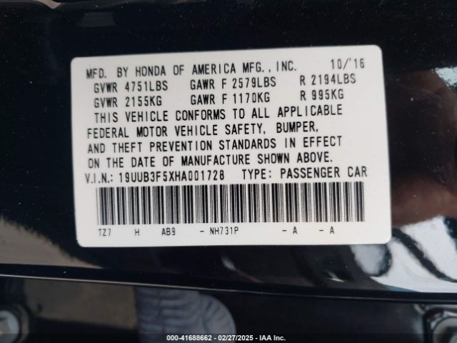 2017 ACURA TLX 19UUB3F5XHA001728 Photo 8