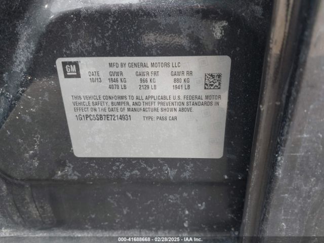 1G1PC5SB7E7214931 Chevrolet Cruze 1lt Auto