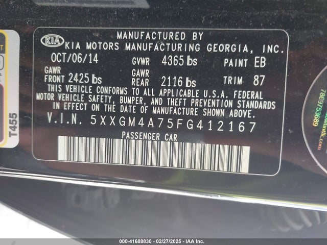 KIA Optima Lx 2015 5XXGM4A75FG412167 Image 9