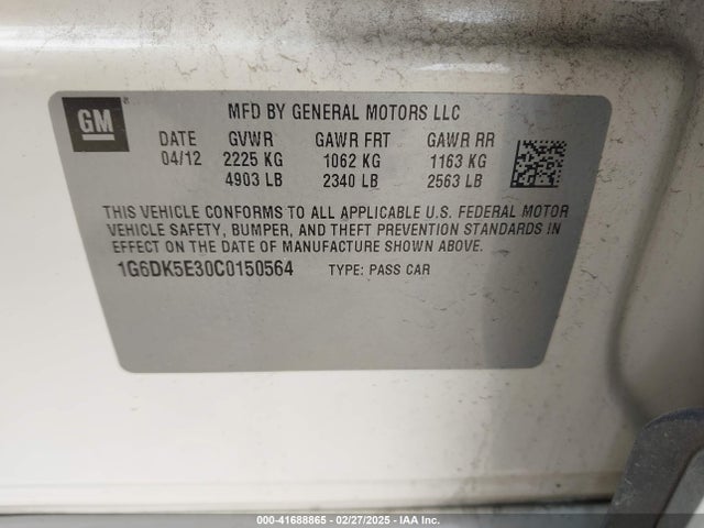 2012 CADILLAC CTS 1G6DK5E30C0150564 Photo 8