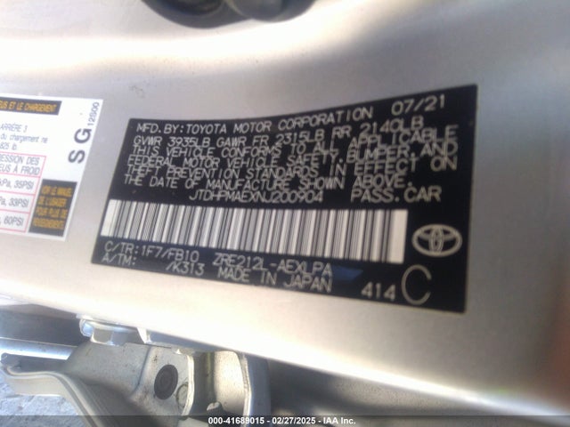 JTDHPMAEXNJ200904 Toyota COROLLA LE