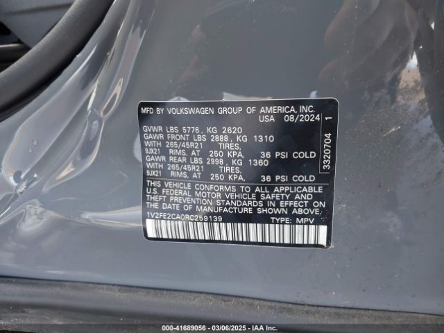 1V2FE2CA0RC259139 Volkswagen Atlas Cross Sport 2.0t Sel Premium R-line