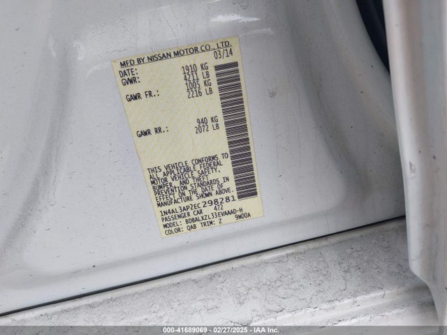 Nissan Altima 2.5/s/sv/sl 2014 1N4AL3AP2EC298281 Image 9