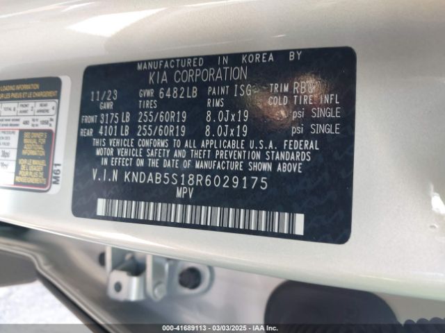KNDAB5S18R6029175 KIA Ev9 Light Long Range