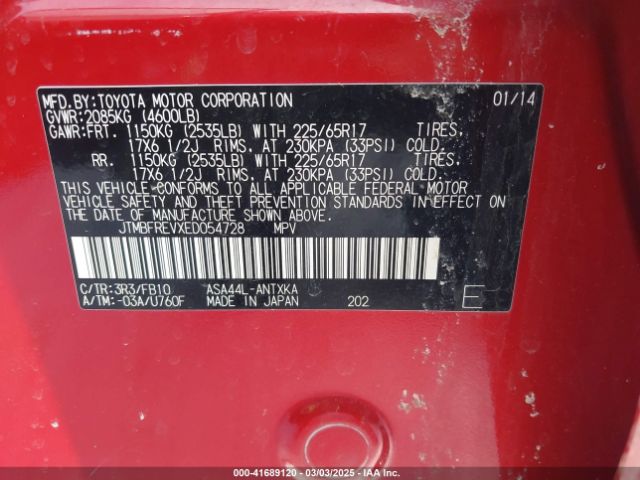 JTMBFREVXED054728 Toyota RAV4 LE