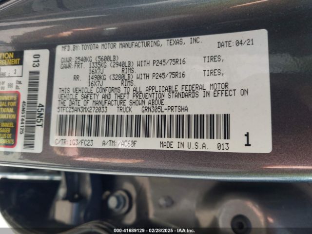5TFCZ5AN3MX272033 Toyota Tacoma Sr5 V6