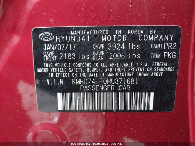 Hyundai ELANTRA SE 2017 KMHD74LF0HU371681 Image 9